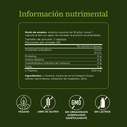 Swanson Suplemento de L-teanina de Doble Potencia de Suntheanine 200 mg, 60 cápsulas