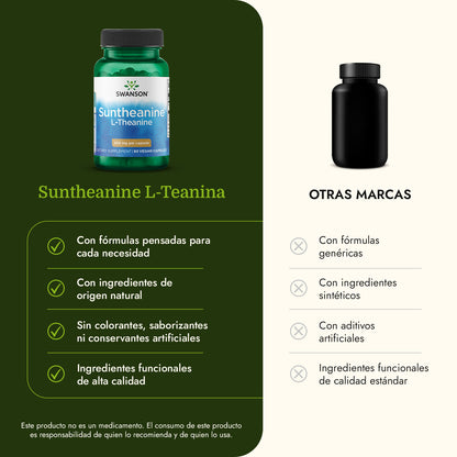 Swanson Suplemento de L-teanina de Doble Potencia de Suntheanine 200 mg, 60 cápsulas