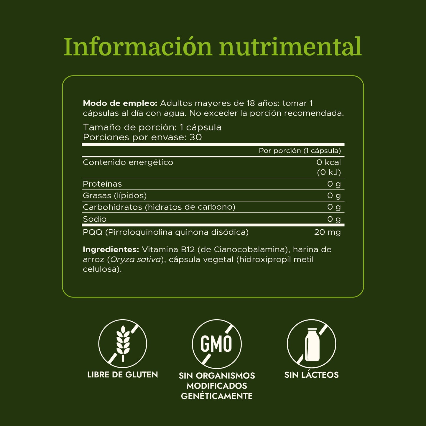 Swanson Suplemento PQQ (Pirroloquinolina Quinona) 20 mg, 30 Cápsulas