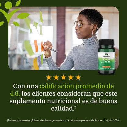 Swanson Suplemento PQQ (Pirroloquinolina Quinona) 20 mg, 30 Cápsulas