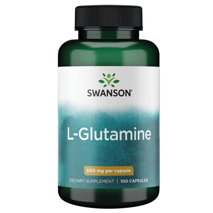 Swanson Suplemento de Aminoácido L-glutamina 500 miligramos, 100 cápsulas