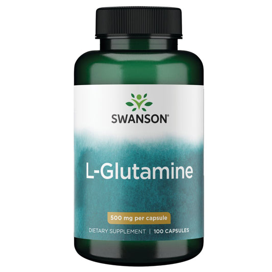 Swanson Suplemento de Aminoácido L-glutamina 500 miligramos, 100 cápsulas