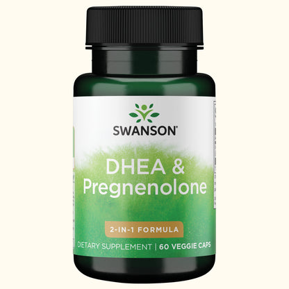 Swanson DHEA & Pregnenolone Complex, 50 mg, 60 Cápsulas Vegetales, Non‑GMO, Certificado GMP