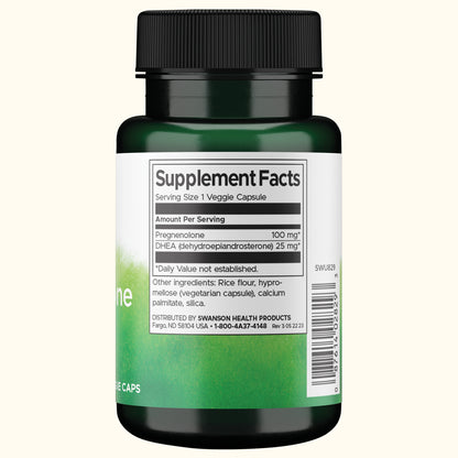 Swanson DHEA & Pregnenolone Complex, 50 mg, 60 Cápsulas Vegetales, Non‑GMO, Certificado GMP