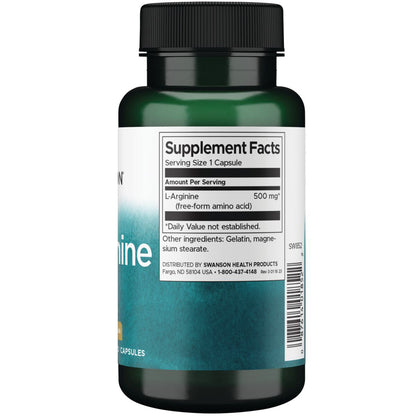 Swanson Suplemento de L-Arginina 500 Mg, 100 Cápsulas