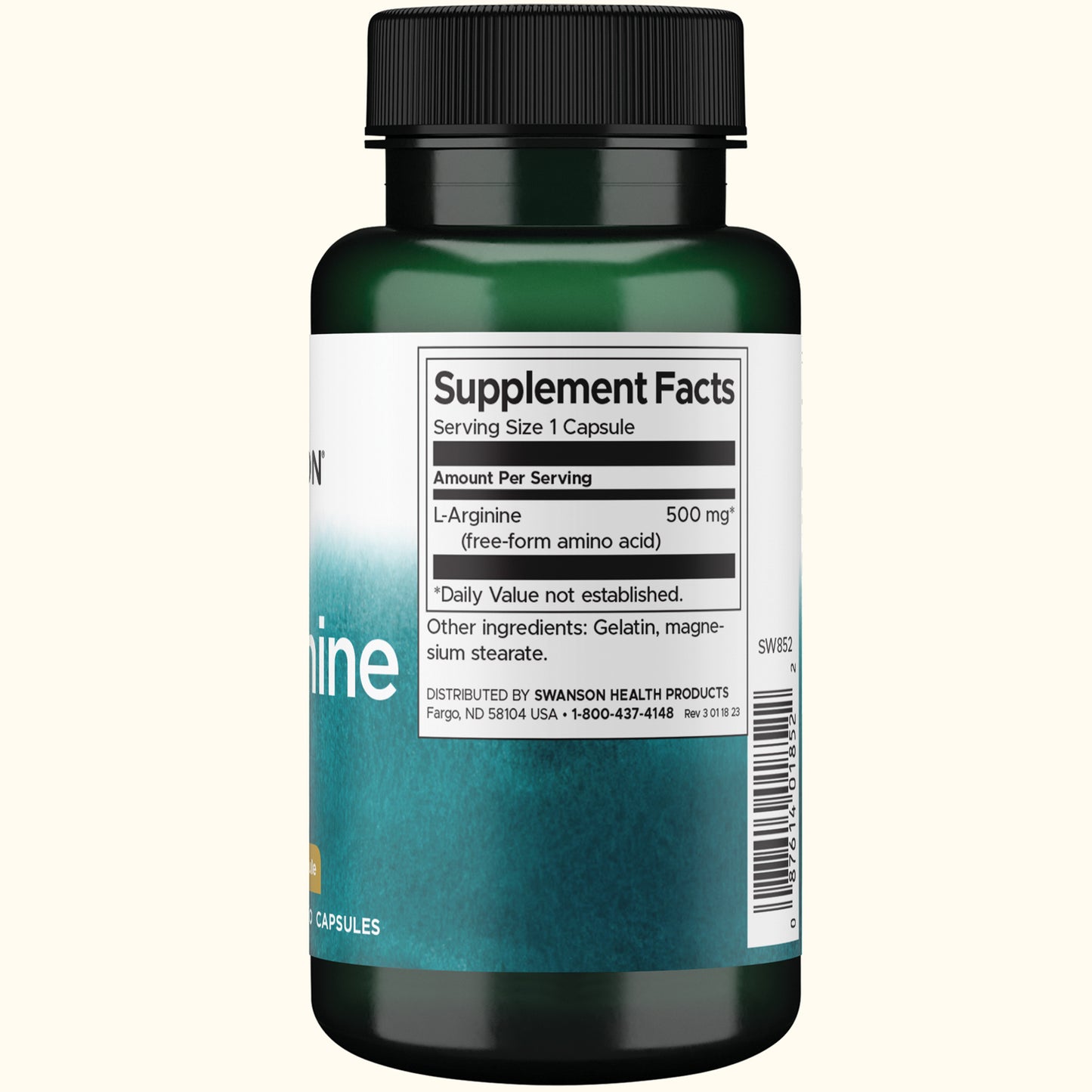 Swanson Suplemento de L-Arginina 500 Mg, 100 Cápsulas