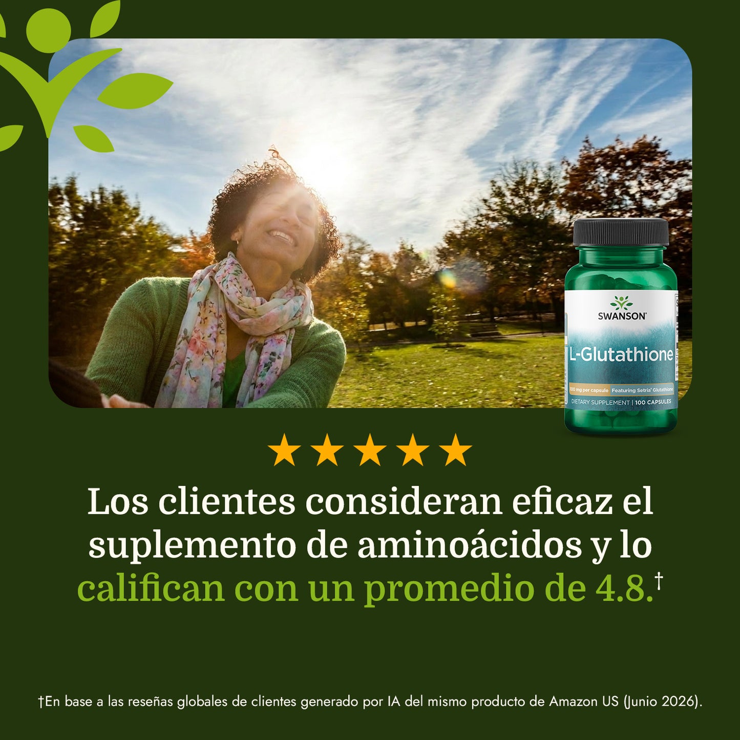 Swanson Suplemento de L-glutatión 100 mg, 100 cápsulas