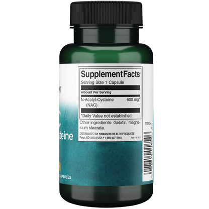 Swanson - N-acetilcisteína (NAC) - 600 mg, 100 cápsulas