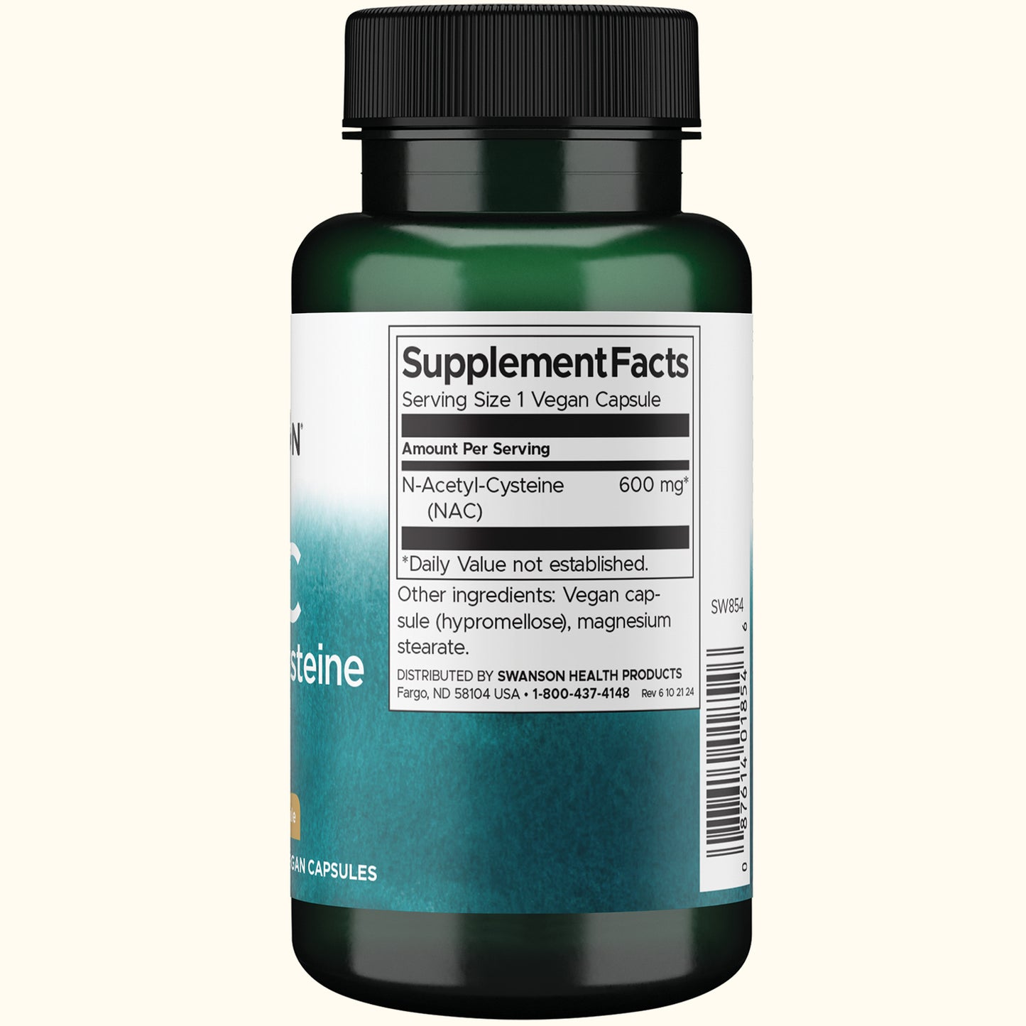 Swanson Suplemento de N-acetilcisteína (NAC) 600 mg, 100 cápsulas