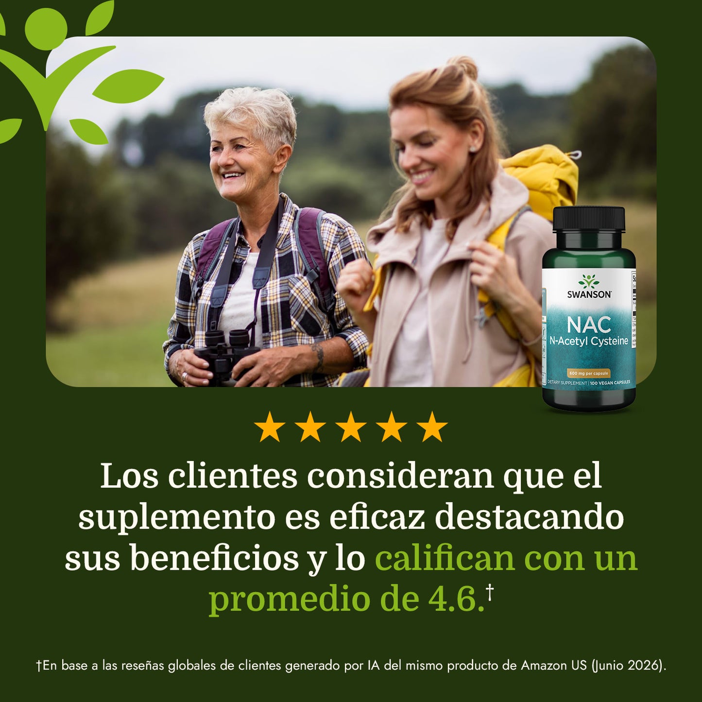 Swanson Suplemento de N-acetilcisteína (NAC) 600 mg, 100 cápsulas
