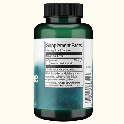 Swanson Suplemento de L-Tirosina 500 mg, 100 Cápsulas