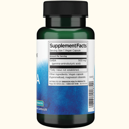 Swanson Suplemento de Gaba 500 mg, 100 Cápsulas