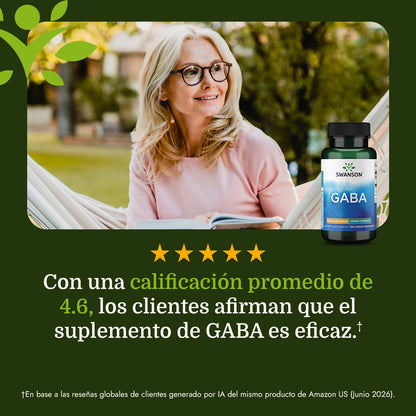 Swanson Suplemento de Gaba 500 mg, 100 Cápsulas