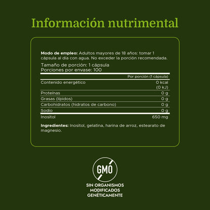 Swanson Suplemento de Inositol 650 mg, 100 Cápsulas