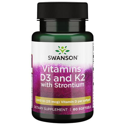 Swanson Vitamina D3 + K2 + Estroncio, 60 cápsulas