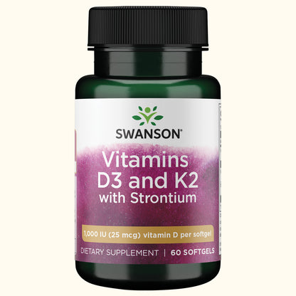 Swanson Vitamina D3 + K2 + Estroncio, 60 cápsulas