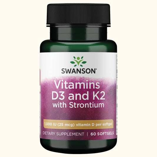 Swanson Vitamina D3 + K2 + Estroncio, 60 cápsulas