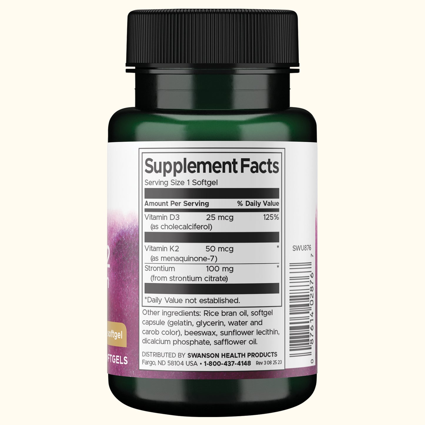 Swanson Vitamina D3 + K2 + Estroncio, 60 cápsulas