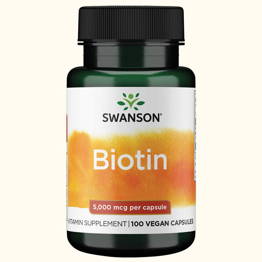 Swanson Biotina (Vitamina B7) 5000 mcg, 100 Cápsulas
