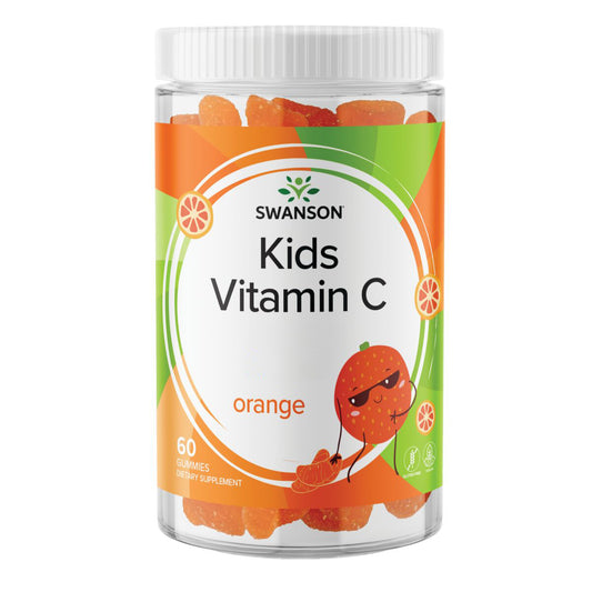Swanson Vitamina C para niños, 60 gomitas sabor naranja