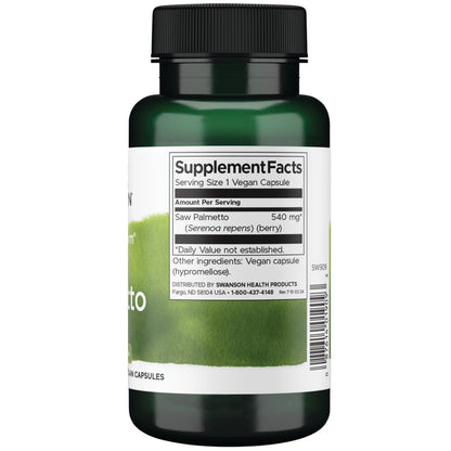Swanson Suplemento Saw Palmetto 540mg, 100 Cápsulas