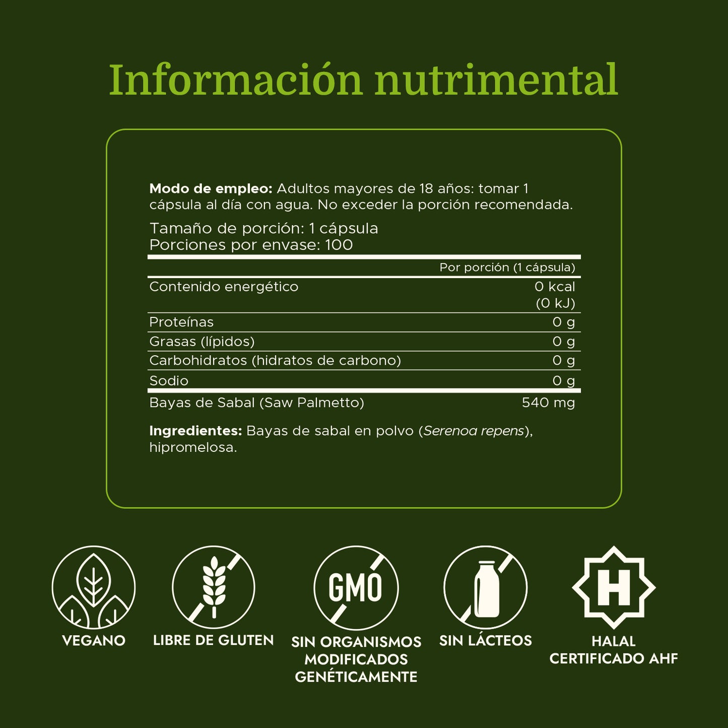Swanson Suplemento Saw Palmetto 540mg, 100 Cápsulas