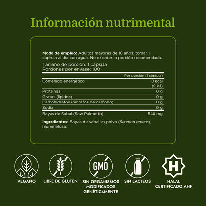 Swanson Suplemento Saw Palmetto 540mg, 100 Cápsulas