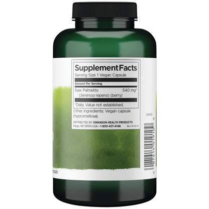 Swanson  Suplemento de Saw Palmetto 540 Mg, 250 Cápsulas