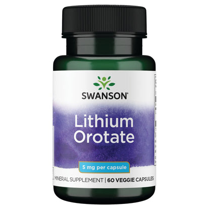 Swanson Suplemento de Orotato de litio 5 mg, 60 cápsulas