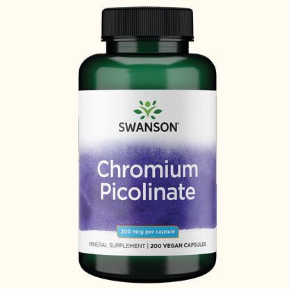 Swanson Suplemento de Picolinato de Cromo 200mcg, 200 cápsulas
