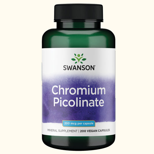 Swanson Suplemento de Picolinato de Cromo 200mcg, 200 cápsulas