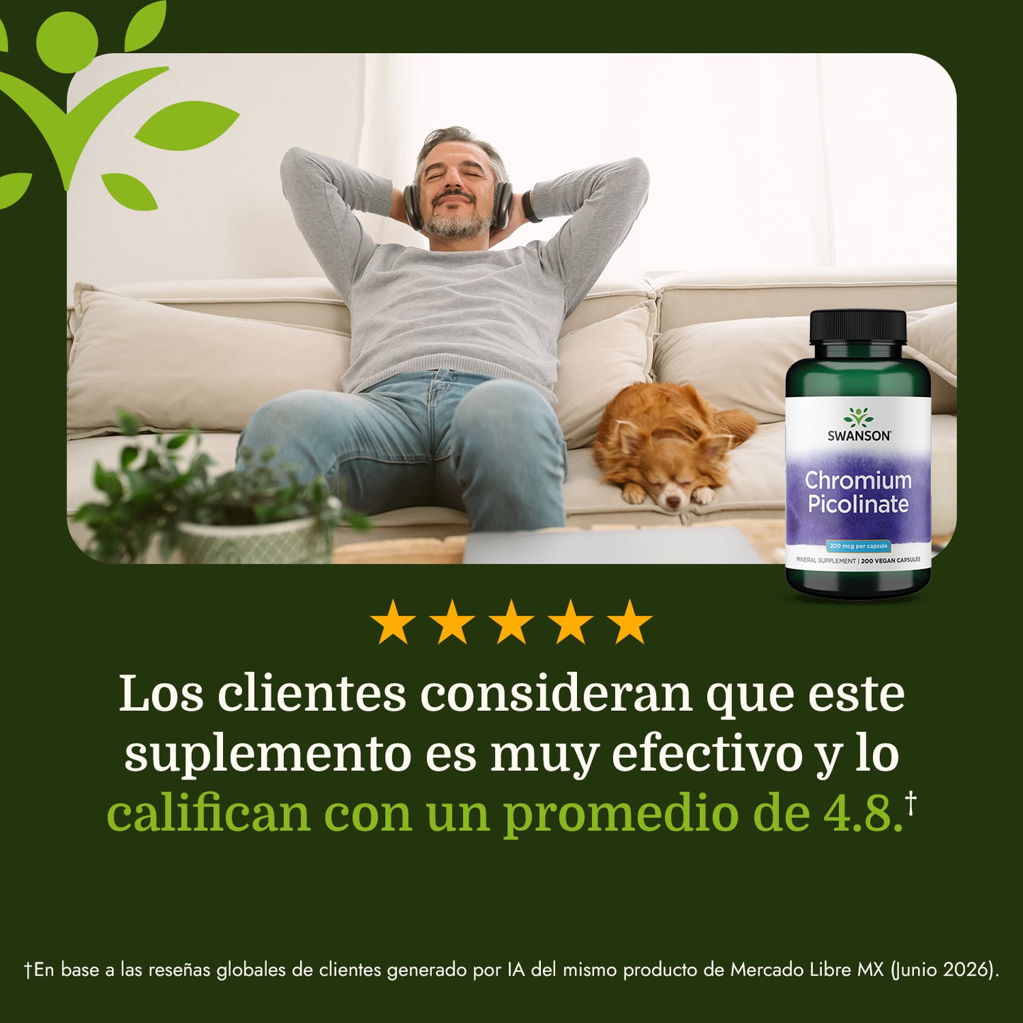 Swanson Suplemento de Picolinato de Cromo 200mcg, 200 cápsulas