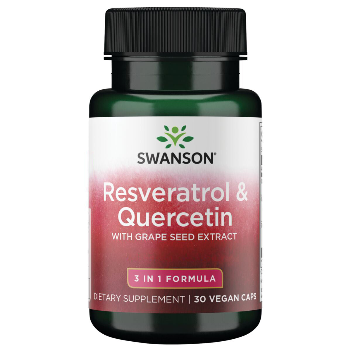 Swanson Suplemento Resveratrol y quercetina con extracto de semilla de uva: fórmula 3 en 1 - 30 cápsulas