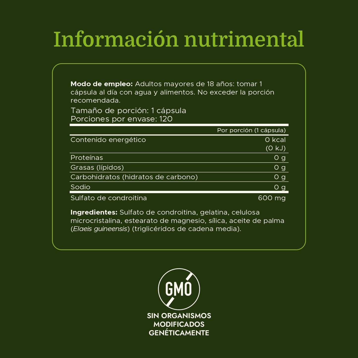 Swanson Suplemento Sulfato de Condroitina 600 mg, 120 caps