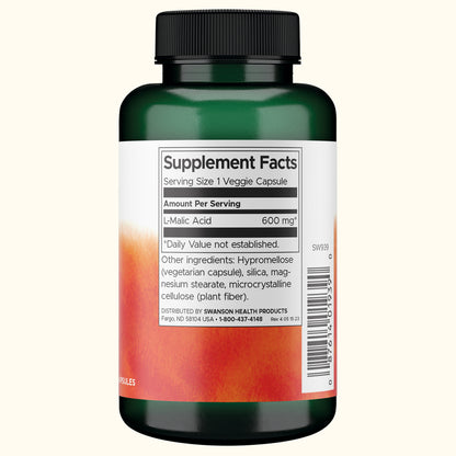 Swanson Suplemento de Ácido Málico 600 mg, 100 cápsulas