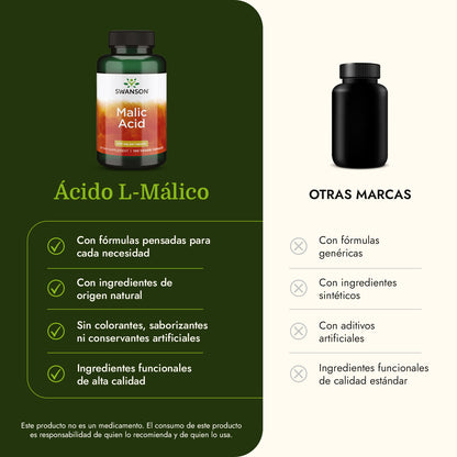Swanson Suplemento de Ácido Málico 600 mg, 100 cápsulas