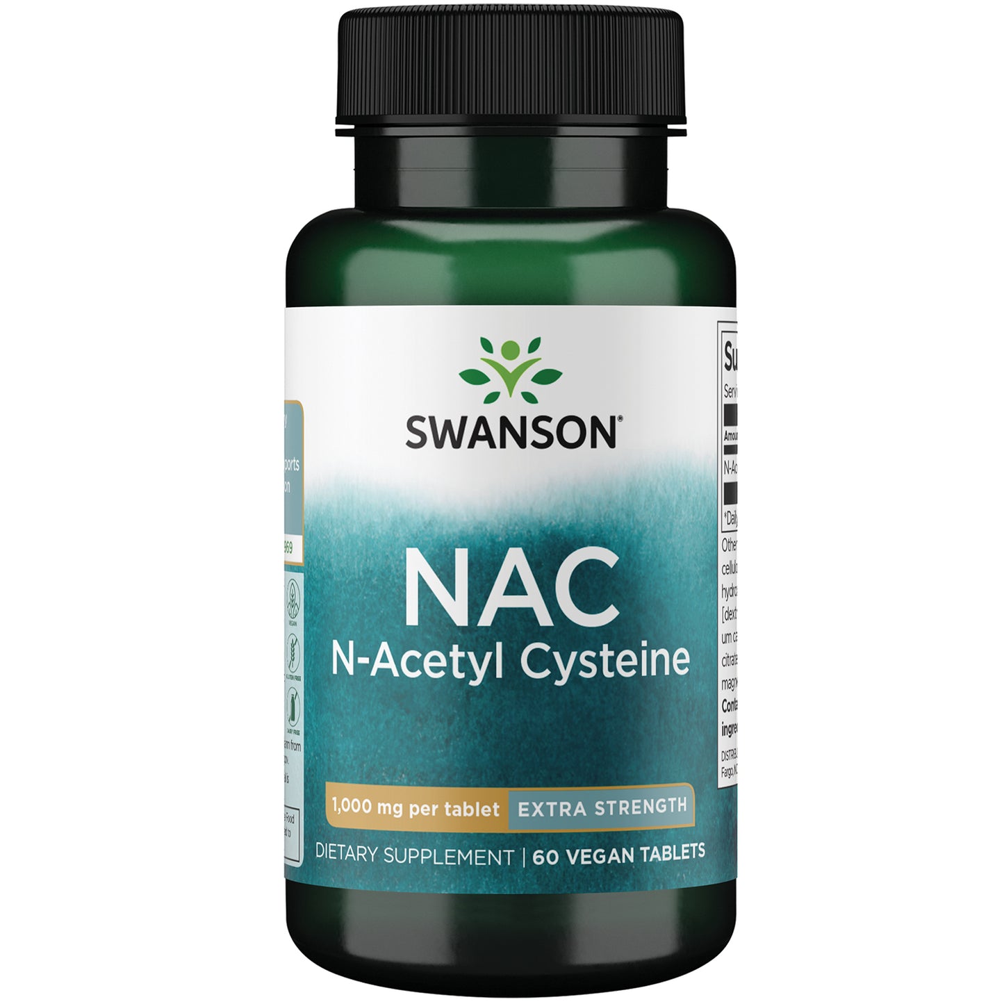 Swanson Suplemento NAC (N-Acetilcisteína) Extra Strength 1000 mg, 60 Tabletas