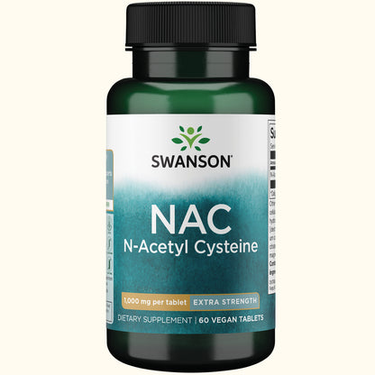 Swanson Suplemento NAC (N-Acetilcisteína) Extra Strength 1000 mg, 60 Tabletas