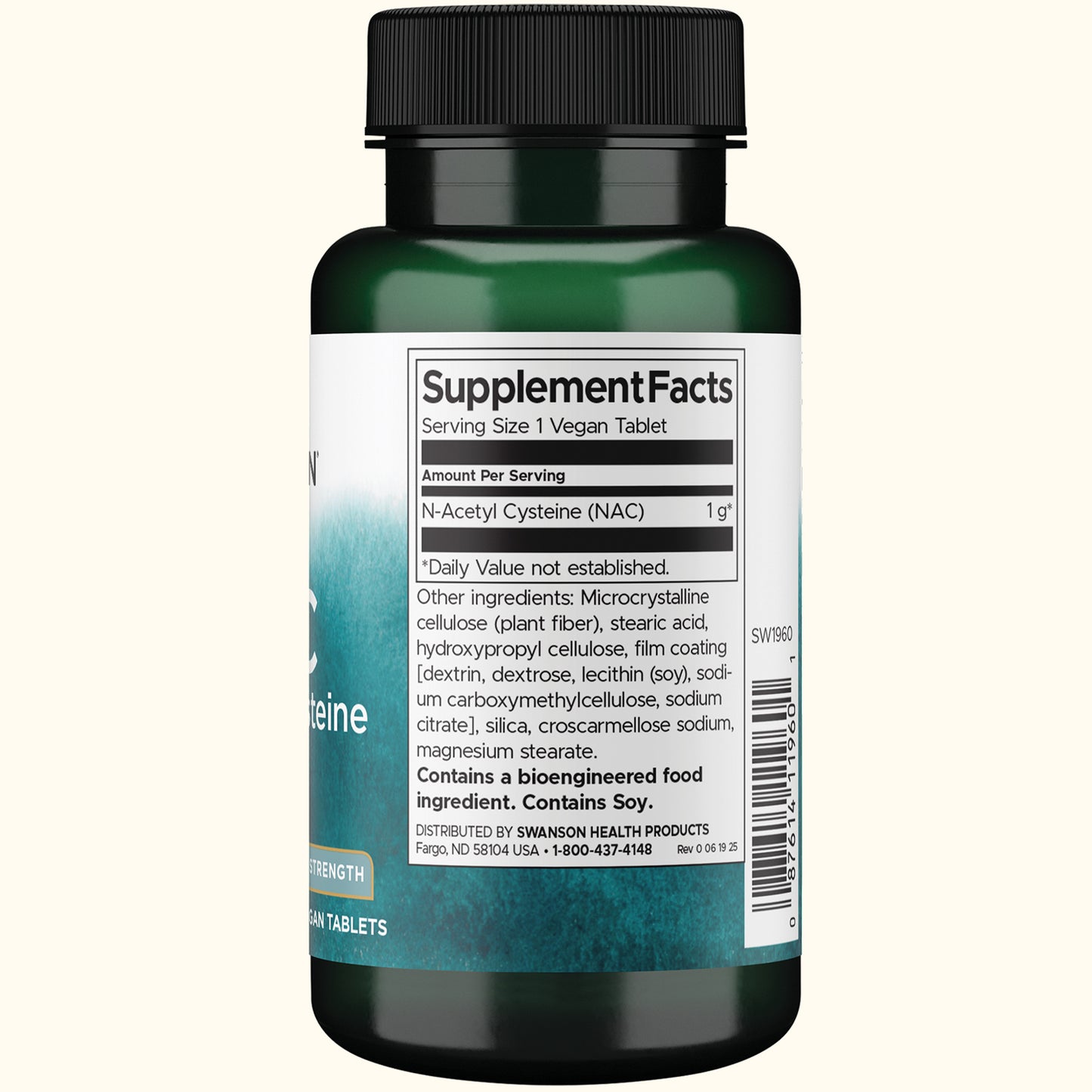 Swanson Suplemento NAC (N-Acetilcisteína) Extra Strength 1000 mg, 60 Tabletas