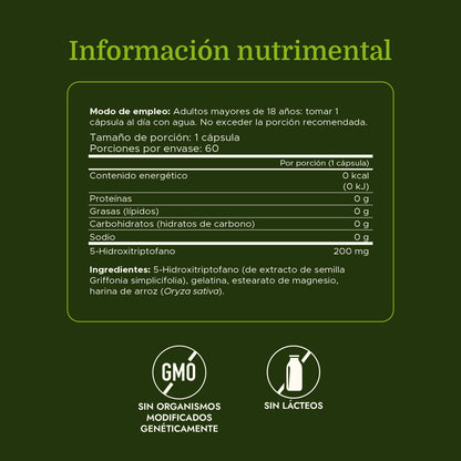 Swanson Aminoácido 5-HTP - Máxima potencia 20 0mg, 60 cápsulas