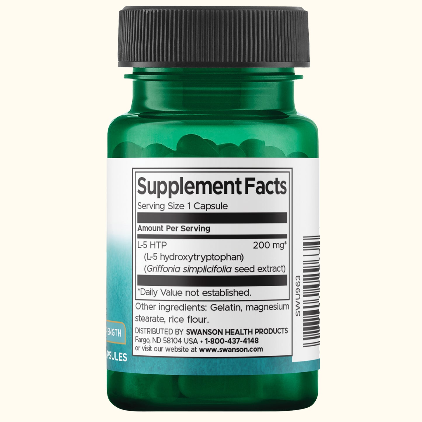 Swanson Aminoácido 5-HTP - Máxima potencia 20 0mg, 60 cápsulas