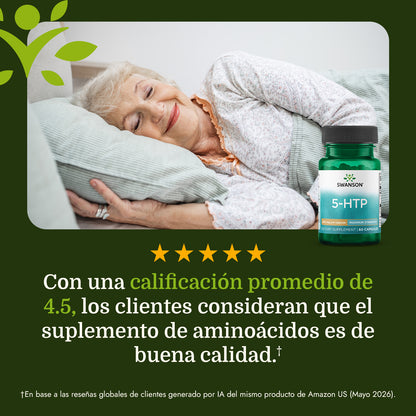 Swanson Aminoácido 5-HTP - Máxima potencia 20 0mg, 60 cápsulas
