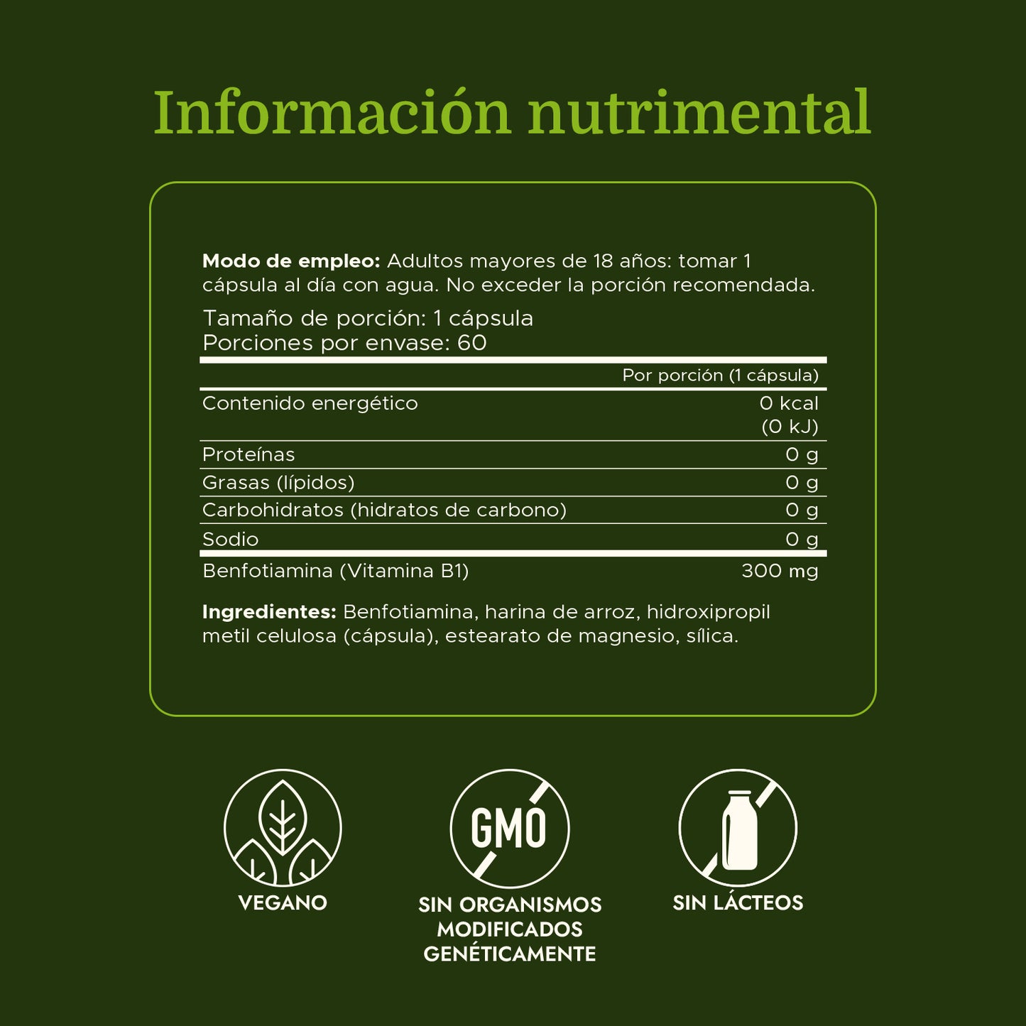 Swanson Suplemento de Benfotiamina - Fuerza Máxima 300mg,  60 cápsulas