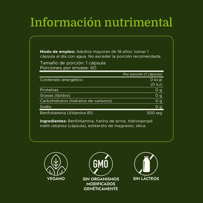 Swanson Suplemento de Benfotiamina - Fuerza Máxima 300mg,  60 cápsulas