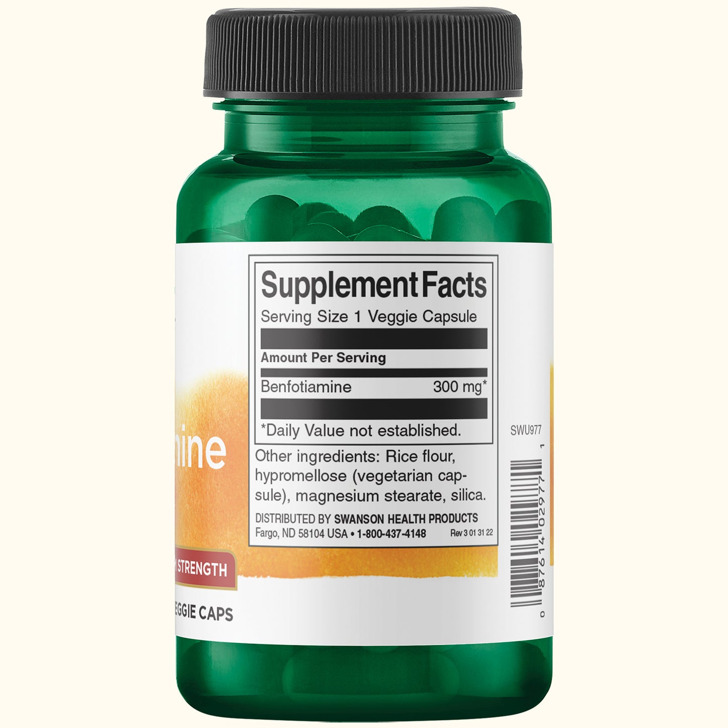 Swanson Suplemento de Benfotiamina - Fuerza Máxima 300mg,  60 cápsulas