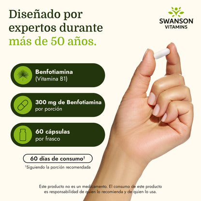 Swanson Suplemento de Benfotiamina - Fuerza Máxima 300mg,  60 cápsulas
