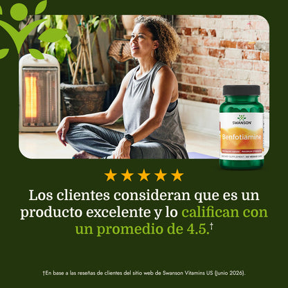 Swanson Suplemento de Benfotiamina - Fuerza Máxima 300mg,  60 cápsulas