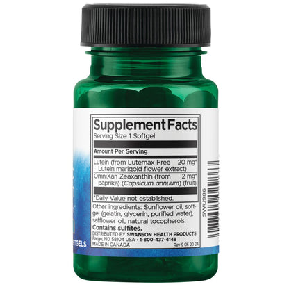 Swanson - Salud ocular sinérgica: luteína y zeaxantina - 60 Cápsulas