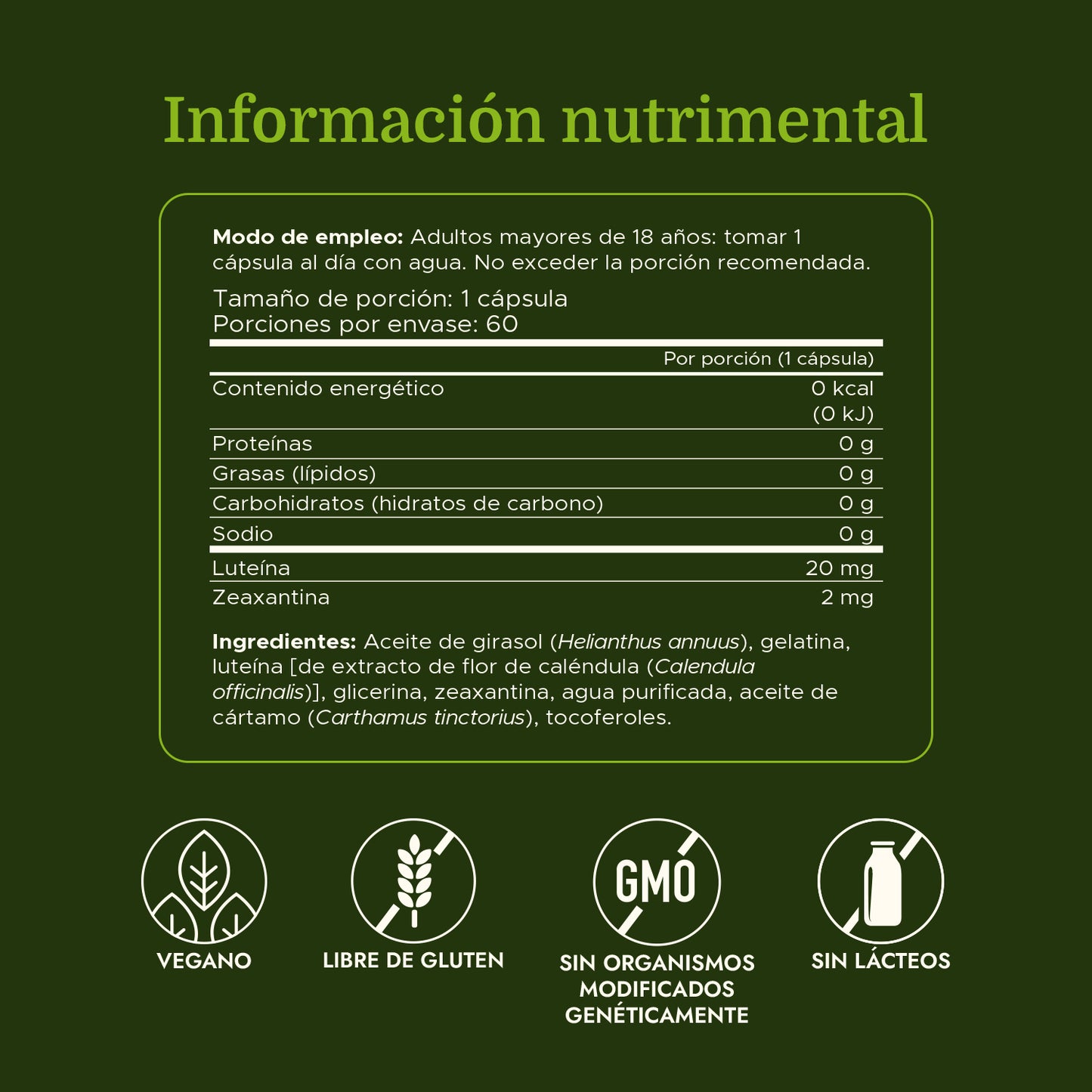 Swanson Salud ocular sinérgica: luteína y zeaxantina, 60 Cápsulas