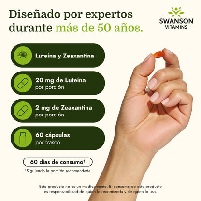 Swanson Salud ocular sinérgica: luteína y zeaxantina, 60 Cápsulas
